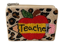 Teacher Apple Seed Bead Coin Purse