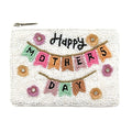 "Happy Mother's Day" Seed Bead Coin Pouch  – White Multi-Colored