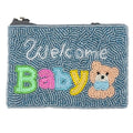 "Welcome Baby" Seed Bead Coin Purse Blue