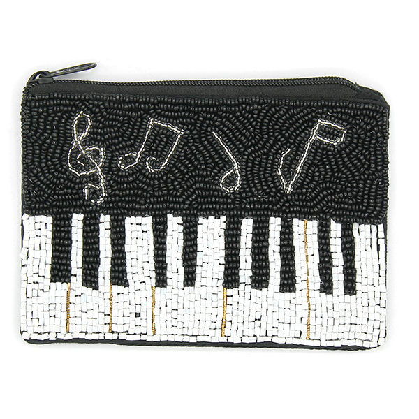 Piano Seed Bead Coin Purse – Black