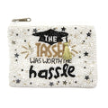 The Tassel Was Worth the Hassle Seed Bead Coin Purse – White & Gold